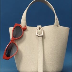 MINI FAUX-LEATHER BUCKET BAG
